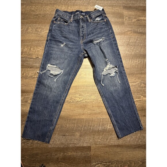 Old Navy Denim - Old Navy Jeans Womens Sz 12 Sky Hi Straight Extra High Rise 32x27 NWT Distressed